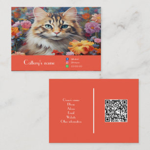 Personnalisable Cattery Carte de visite Floral Ora