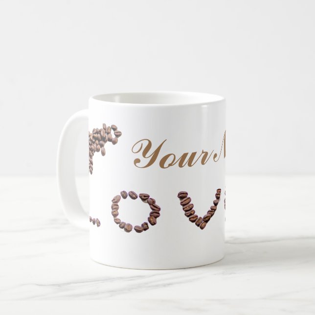 Personnalisable Coffeeholic tasse café beans amour (Devant gauche)