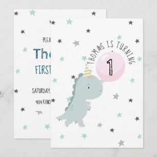 Personnalisable Dinosaur Anniversaire Invitation