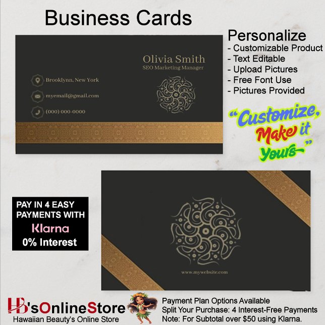 Personnalisable Élégant Carte de visite 5 (Customizable Editable Elegant Business Cards 5.)