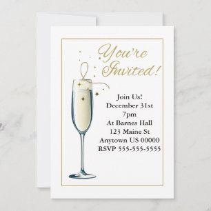 Personnalisable Elegant Champagne Glass Invitation