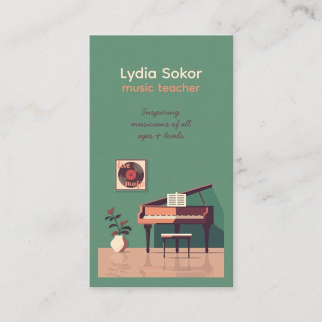 Personnalisable Elegant Music Carte de visite (Devant)