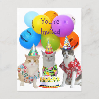Personnalisable Funny Cats Invitation à la fête d'