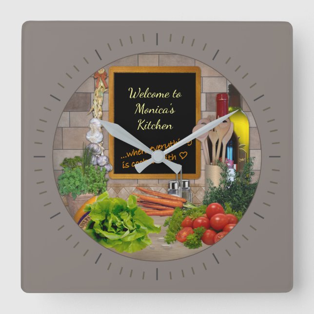 (Personnalisable) Horloge de cuisine avec votre no (Recto)