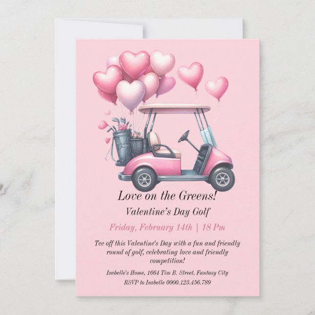 Personnalisable invitation Valentine's Day Golf (Devant)