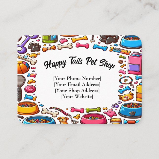 Personnalisable Pet Shop Carte de visite Jouer Des (Devant)