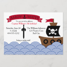Personnalisable Pirate Anniversaire invitation