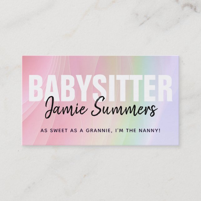 Personnalisable Rainbow Babysitter Cartes de visit (Devant)