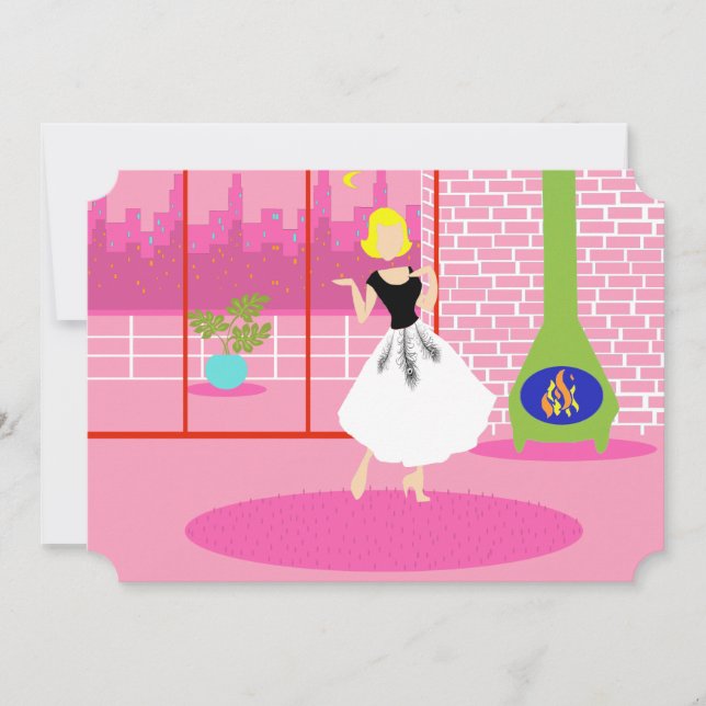 Personnalisable Retro In the Pink Invitation (Devant)