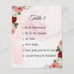 Personnalisation rose Mariages invités Plan table