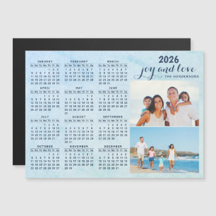 Personnalisé 2025 Calendrier Magnet Deux Photo Col
