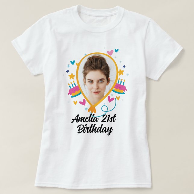 Personnalisé 21e anniversaire avec tshirt photo (Design devant)