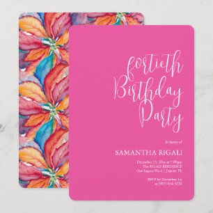 Personnalisé 40e anniversaire Invitations Fuchsia 