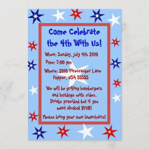 Personnalisé 4 juillet Invitation du parti