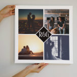 Personnalisé 4 Photo Monogramme noir<br><div class="desc">Noir et blanc - Personnalisé 4 Photo Monogram keepsaké mur - Faux Wrapped Canvas Imprimer de Ricaso - ajoutez vos propres photos et texte monogrammé - photo collage cadeaux</div>
