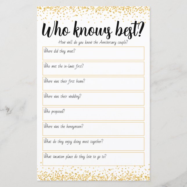 Personnalisé 50e anniversaire de Mariage Jeu (Devant)