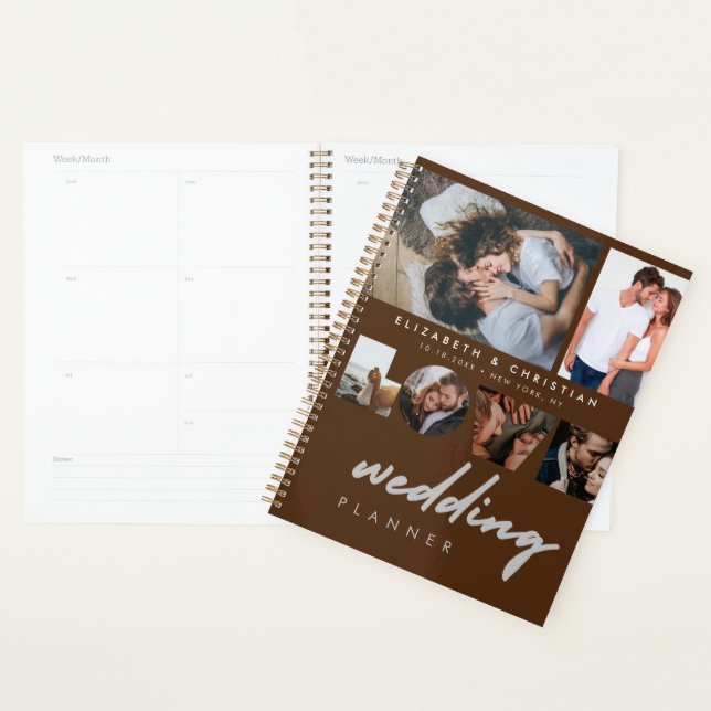 Personnalisé 6 photos Brown Love Script Wedding pl (Devant avec enveloppe)