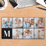 Personnalisé 7 images Monogramme moderne personnal<br><div class="desc">Ce tapis de bureau est doté d'un collage photo personnalisable, parfait pour présenter votre photo préférée de famille, d'animaux de compagnie, d'amis ou de grands-parents. Le design moderne et mignon est idéal pour les amoureux de les chiens, les familles et les amis, ou toute personne qui cherche un accessoire de...</div>