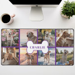 Personnalisé 8 Photo Collage Chien Os Animal de Co<br><div class="desc">Montrez votre meilleur ami en fureur avec ce tapis de bureau photo pour chien violet! Doté d'un arrière - plan mauve élégant, d'un collage de huit photos adorables et d'un mignon os de chien portant le nom de votre chien, ce tapis de bureau est le moyen idéal pour égayer votre...</div>