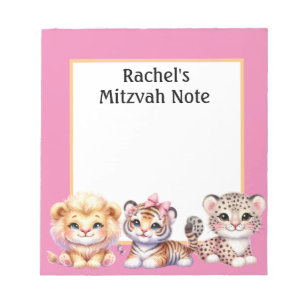 Personnalisé Animaux fille Mitzvah Notes Bloc-note