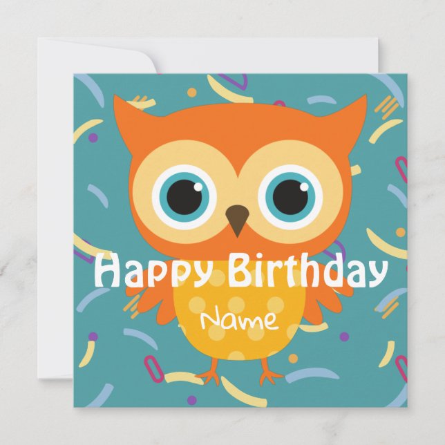 Personnalisé animaux vintages hibou anniversaire m (Devant)