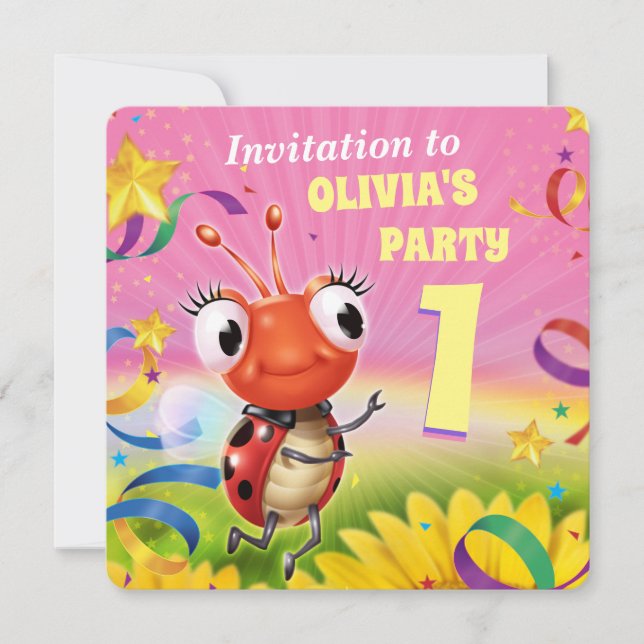 Personnalisé Anniversaire Fête invitation fille 1a (Devant)