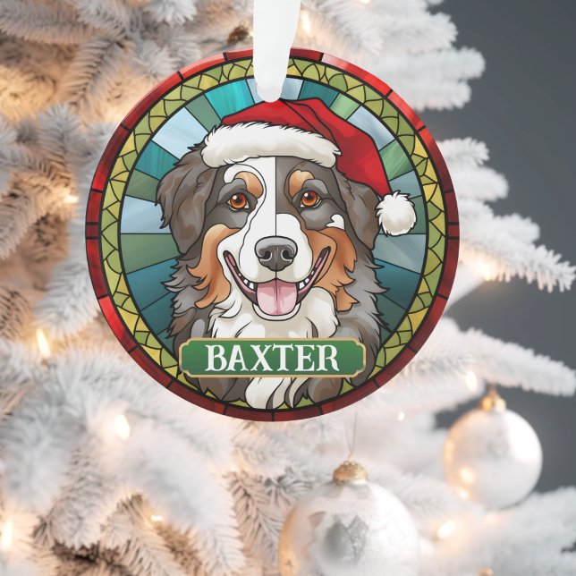 Personnalisé Australie Shepard Round Noël (Custom Australian Shepard Round Christmas Ornament 
)