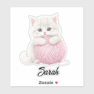 Personnalisé   Autocollant de jeu de laine de chat