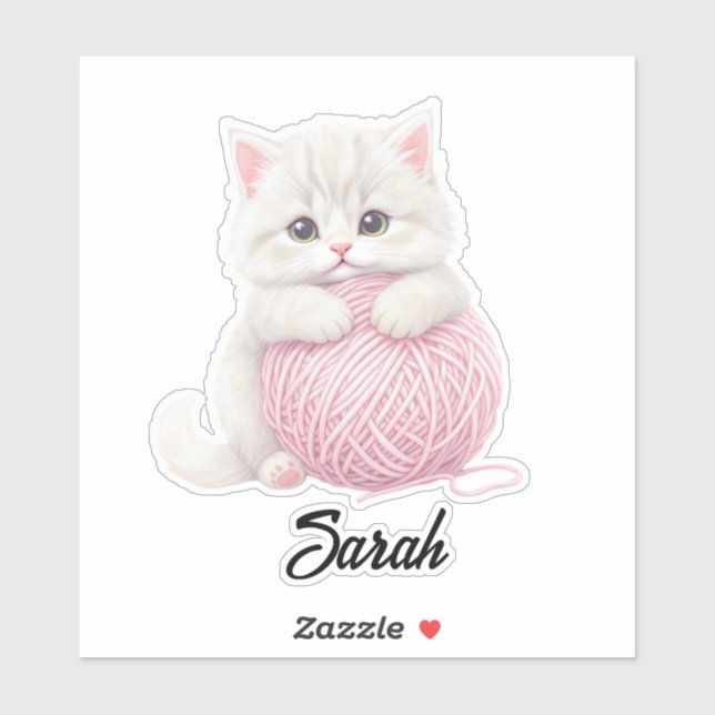 Personnalisé | Autocollant de jeu de laine de chat (Feuille)