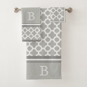 Personnalisé Beige Gris Blanc Rétro Ikat Quatrefoi