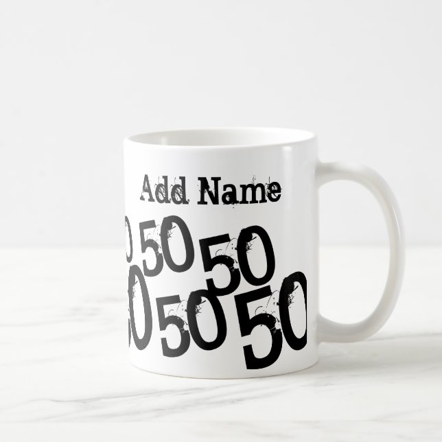 Personnalisé Black 50th Birthday Mug Nom personnal (Droite)