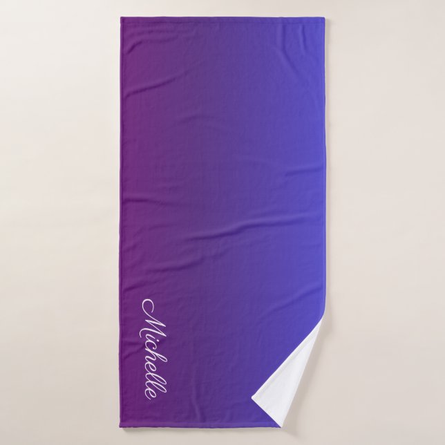 Personnalisé bleu et violet ombre (Serviette de bain)