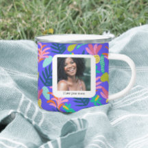 Personnalisé bleu floral mère amour Mug