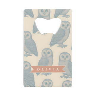 Personnalisé Bleu Hibou Vintage Cottagecore Forest