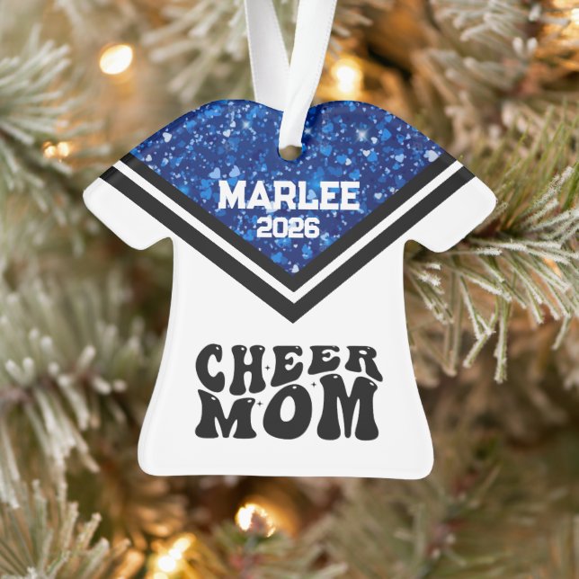 Personnalisé Bleu & Noir Cheer Ornament (Arbre)