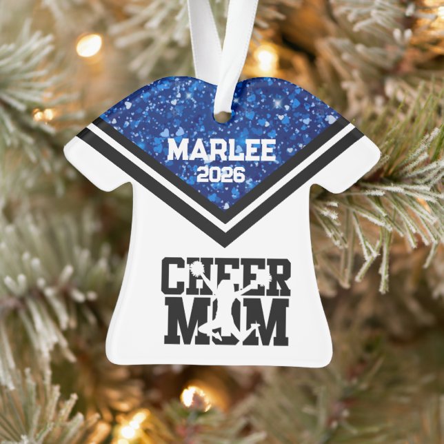 Personnalisé Bleu & Noir Cheer Ornament (Arbre)