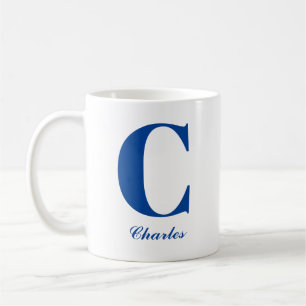 Personnalisé Blue Initial et nom Mug
