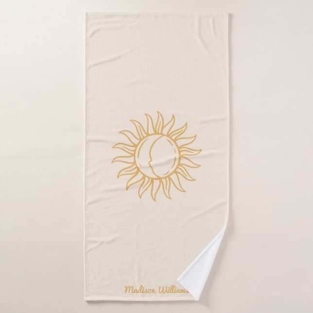 Personnalisé Boho tendance Mystical Yellow Sun Moo (Serviette de bain)