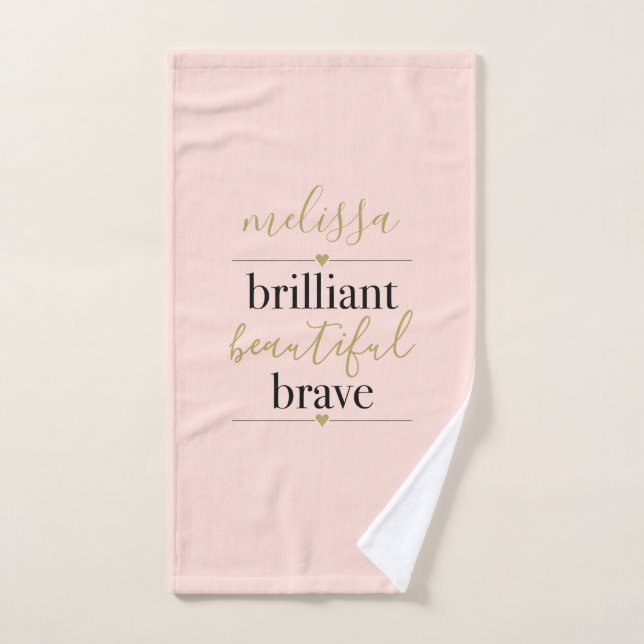 Personnalisé Brillant Beau Brave Rose Pâle (Serviette à main)