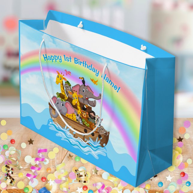 Personnalisé, cadeau Noah's Ark, sac en 4 tailles (Noah's Ark Gift Bags. Christian Birthday Party Ideas. Noah's Ark theme birthday party. Noahs Ark)