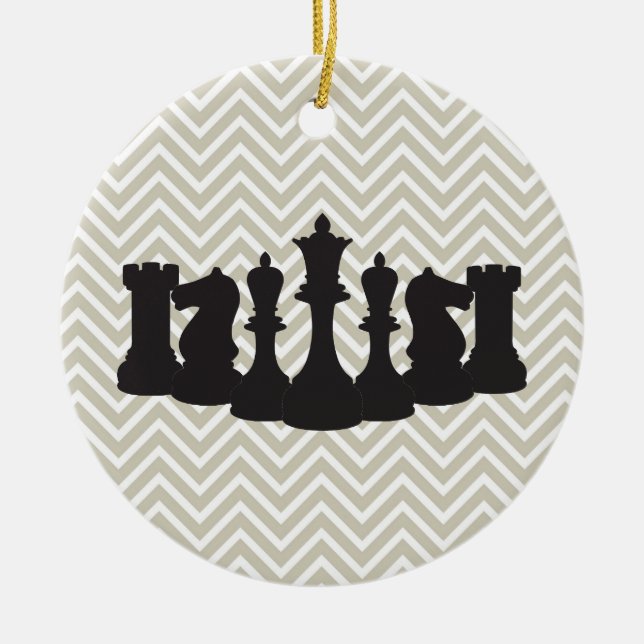 Personnalisé Chic Chevron Chess Ornement de Noël (Devant)