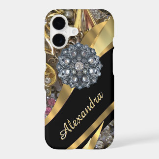 Personnalisé chic élégant strass doré bling