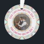 Personnalisé Christmas Star Winter Grey Photo Grey<br><div class="desc">Custom Christmas Star Winter Grey Joyeux rose brillant turquoise pendaison ornement photo Décorations de voeux. Décorez votre maison pour Noël avec ce sable gris, rose, beige et bleu turquoise et ce bauble de l'arbre Christmas Star. Donnez à votre intérieur de maison un éclat de couleur maximaliste, gai et cool. Décor...</div>
