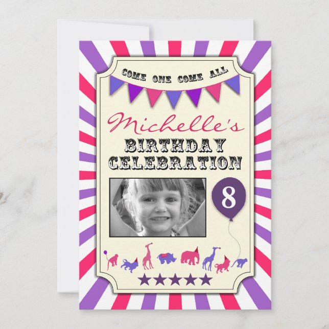 Personnalisé Cirque de photos Invitations de fête  (Devant)