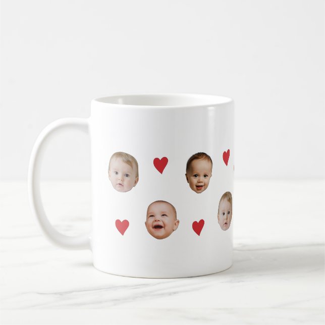 Personnalisé Cute Baby Face 3 Photos Mug (Gauche)