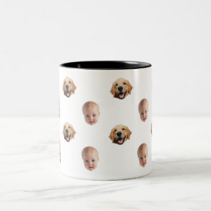 Personnalisé Cute Family Face 2 Photos Mug