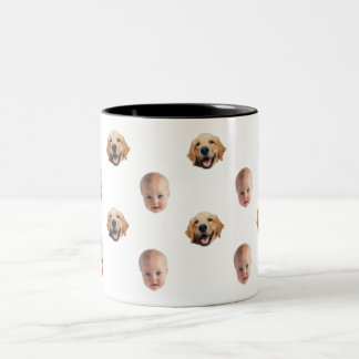 Personnalisé Cute Family Face 2 Photos Mug