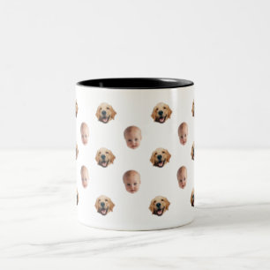 Personnalisé Cute Family Face 2 Photos Mug