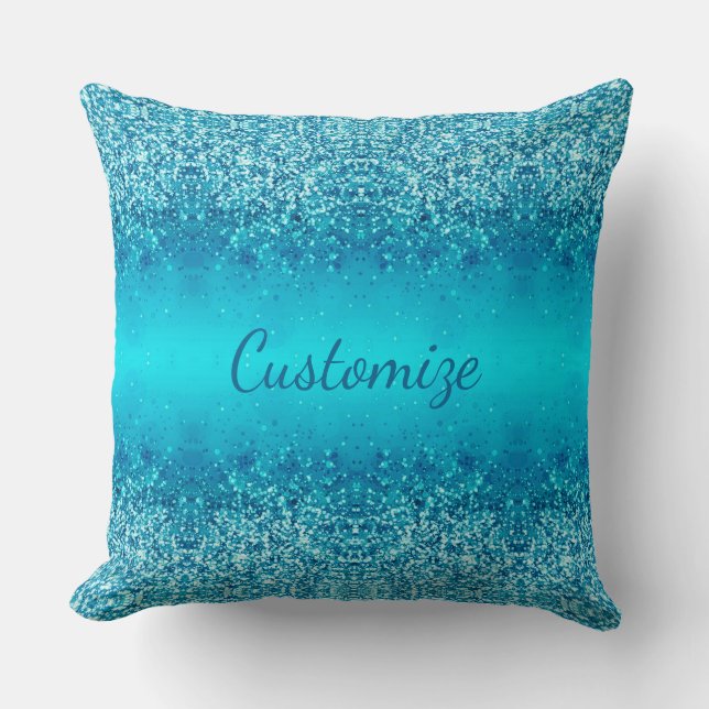 Personnalisé Elegant Blue Frost Sparkle Coussin (Recto)