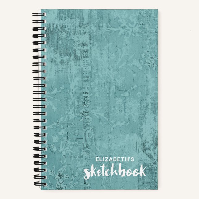 Personnalisé Elégant carnet de croquis Turquoise V (Recto)